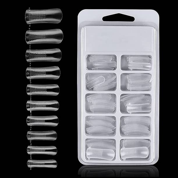 THR3E STROKES 100 Pcs Jelly Poly Gel False Nail Tips Model Form For Full Cover UV Gel Acrylic Nail Art Mold Fake Nails Extension Transparent Transparent