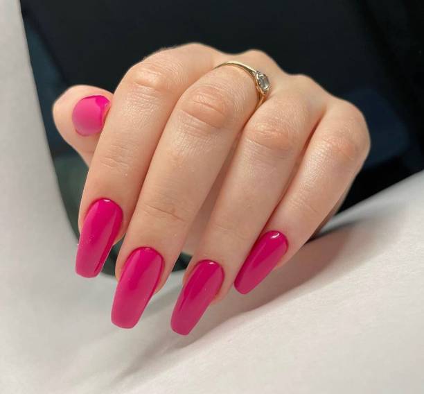 The NailzStation nails artificial nail fake designer press on extension with design glue Plain Pink