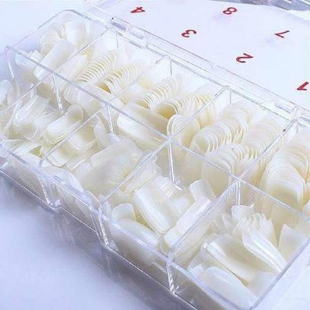 imelda Fake Nail Shape Artificial False Nails Tips With Glue WHITE