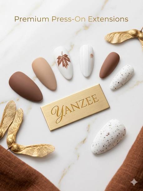 YENZEE Maple leaf Artificial Fake Nail Press On Nail Extension With Glue Maple leaf