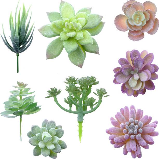 Qpets Artificial succulent plants set of 8 for home indoor outdoor decoration Bonsai Artificial Plant  with Pot