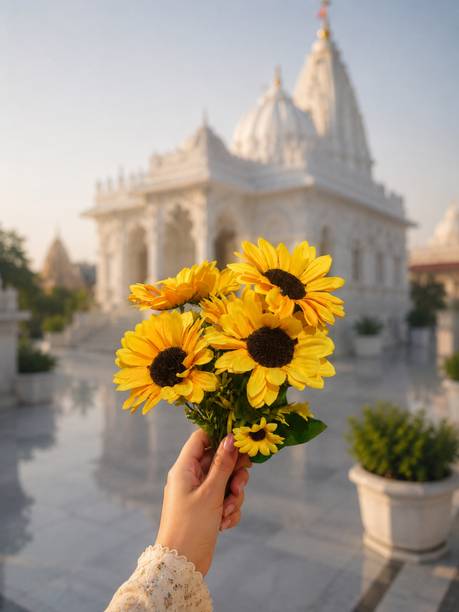 Regenn Artificial Yellow Sunflower Bouquet | Bonsai Artificial Plant