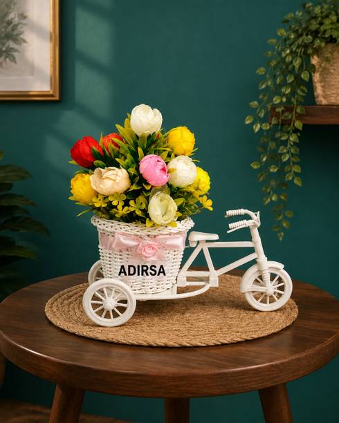 ADIRSA Artificial Flower Tricycle Pot/Office Desk & Dining Table Decoration Bonsai Wild Artificial Plant  with Pot