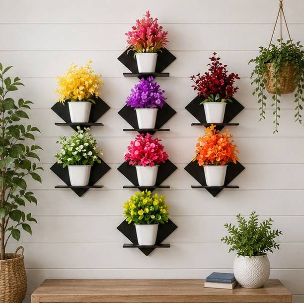 Decorcraft Decorative Pot Collection – Pack of 8 Artificial Plant  with Pot