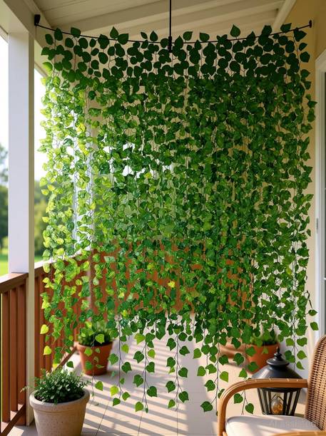 Mundeya Artificial Hanging Mani Plants Green Leaf Green Westeria Artificial Flower