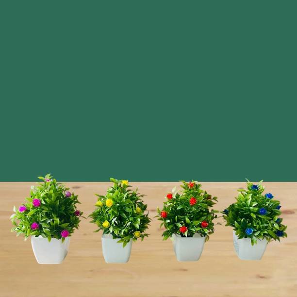 RAKANO home decoration,office decor, cafe, (4) Bonsai Wild Artificial Plant with Pot बोनसाई जंगली नकली पौधा पॉट के साथ