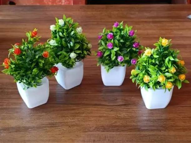 RAKANO home decoration,office decor, cafe, (4) Bonsai Wild Artificial Plant with Pot बोनसाई जंगली नकली पौधा पॉट के साथ