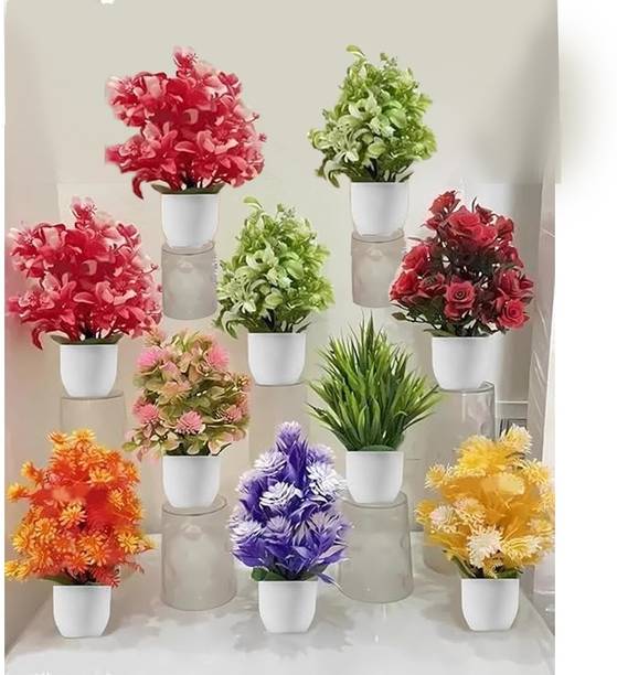 Ryme Set Of 10 Bonsai Wild Artificial Plant  with Pot