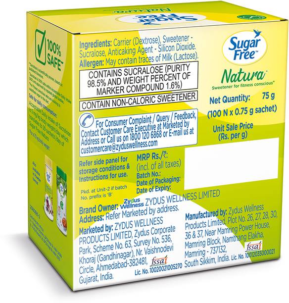 Sugar free Natura, 100 Sachet (Pack of 3) | 100% Safe| Scientifically Proven & Tested Sweetener