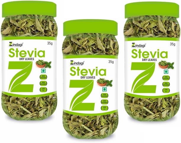 Zindagi Stevia Leaves - Dry Stevia Leaves - Stevia Dried Leaf - Sugarfree Stevia Leaf (Pack Of 3) Sweetener