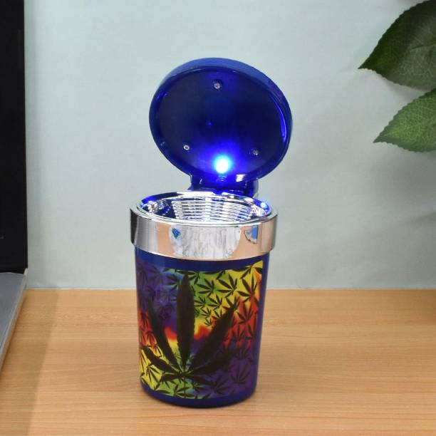 KidsCity.In Plastic Car Ashtray Bucket with Lid and LED for Smokers (9786) Blue Plastic Ashtray