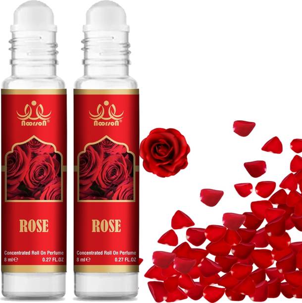 Noorson Rose Attar Perfume for Unisex - Pure, Natural Long Lasting 8 ML Each PACK OF 2 Floral Attar