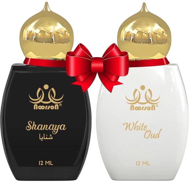 Noorson Shanaya & White Oud Attar Arabic Blend Unisex Roll-On, 12ml, Pack of 2 Floral Attar