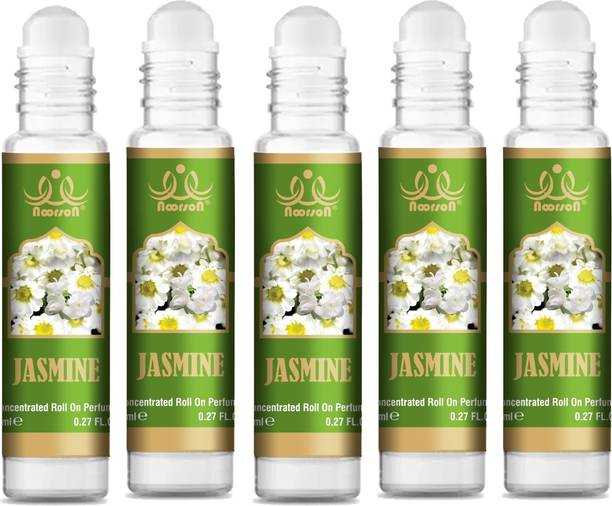 Noorson Jasmine Attar Perfume for Unisex Natural Long Lasting 8 ML Each PACK OF 5 Floral Attar