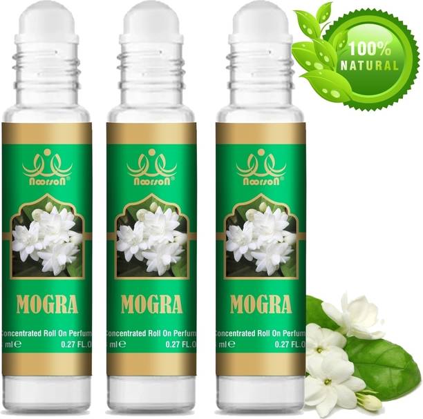 Noorson Mogra Premium Quality Attar Perfume for Unisex - Pure, Natural Undiluted 3 X 8Ml Herbal Attar