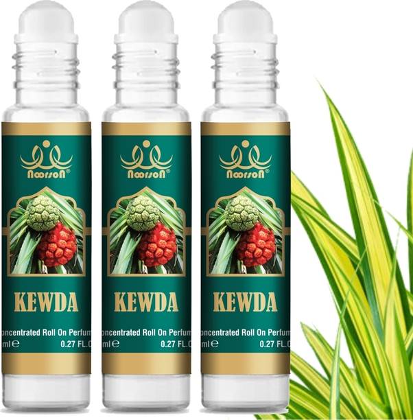 Noorson Kewda Attar Perfume for Unisex Natural Long Lasting 8 ML Each PACK OF 3 Floral Attar