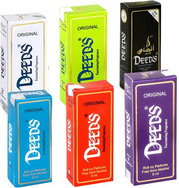 Almas Fascinating DEEDS Long Lasting Unisex Attar (Combo Pack of 6-8ml Each) Floral Attar