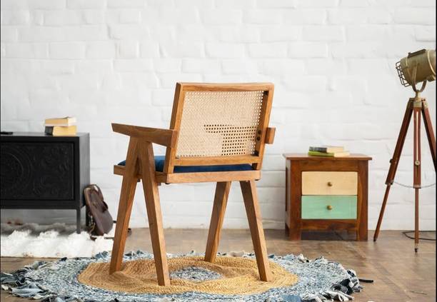ONIJA Solid Wood Cane Armchair for Living Room Auditorium Chair