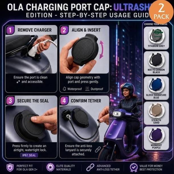 ornac Ola Charging Cap Cover Combo with Charging Holder cover for ola Combo Combo