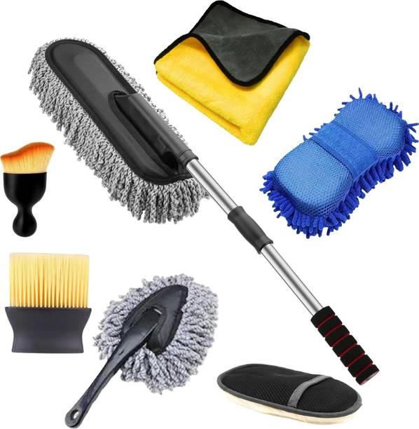 Decozare CAR DUSTER, SMALL DUSTER, MICROFIBER CLOTH, SPONGE, SMALL BRUSH, BIG INNER BRUSH, MITT GLOVE Combo