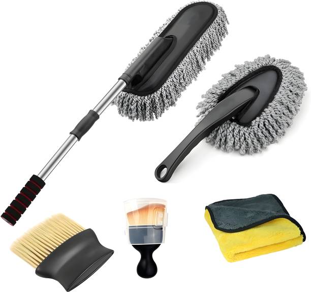 Bizbee 5Pcs Microfiber Car Cleaning Duster for Full Interior and Exterior Car Wash Kit Combo
