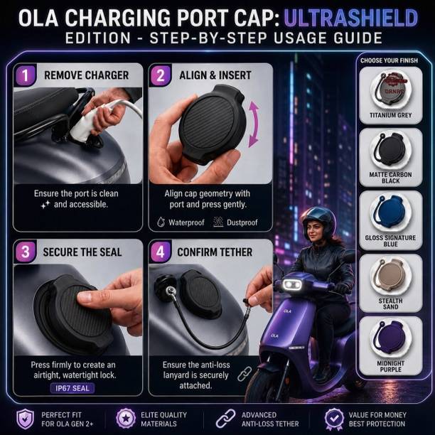 ornac Ola Charging Cap Cover Combo with Charging Holder cover for ola Combo Combo