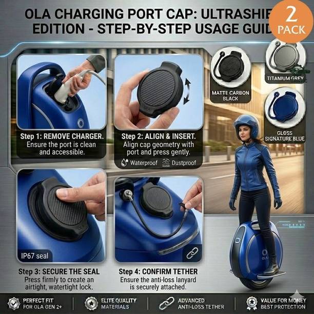 ornac Ola Charging Cap Cover Combo with Charging Holder cover for ola Combo Combo