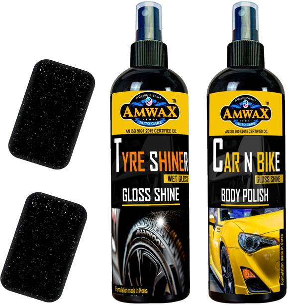 amwax CAR AND BIKE BODY POLISH 200 ML (Mist Spray), TYRE SHINER 200 ML (MIST SPRAY) Combo