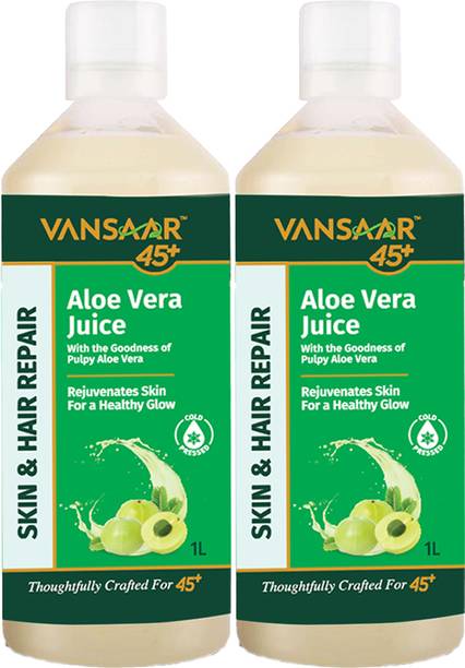 VANSAAR Aloe Vera Juice 1L| For Glowing Skin & Healthy Hair| 100% Cold Pressed
