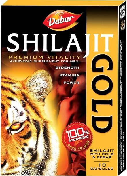 Dabur Shilajit Gold | Premium Vitality | Ayurvedic Supplement for Men | 10 Capsules