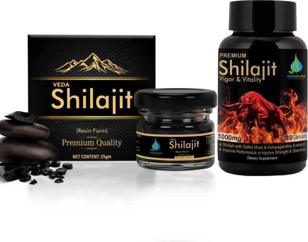Vedapure Shilajit| Shilajit Resin with Premium Shilajit 30 Capsules Free