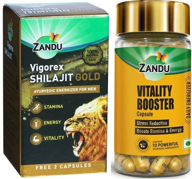 ZANDU Vigorex shilajit Gold 20 Caps and Vitality Booster 60 Caps