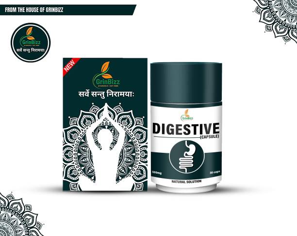 grinbizz Digestive Capsule Improve Digestion/Regulates Bowel Movement/Relief Constipation Tasteless Capsules