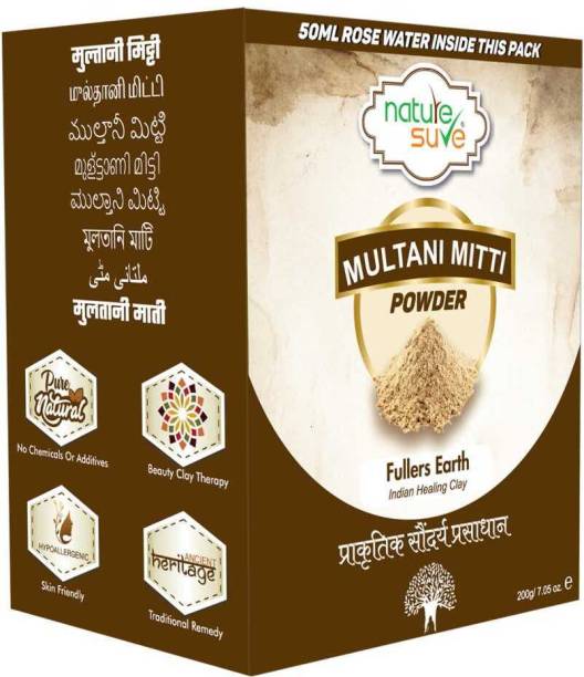 Nature Sure Multani Mitti Powder 200g with Rose Water 50ml - 1 Pack