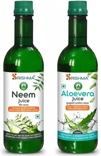 Srishma Aloe Vera + Neem Juice | Vitamin C, E and Fibre | Maintain Healthy Skin, Hair