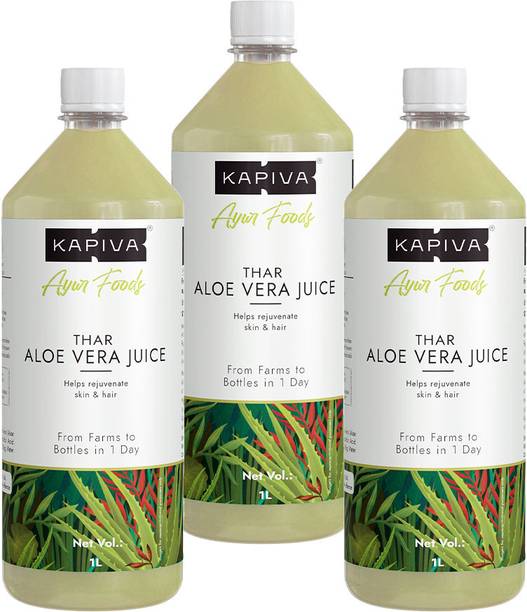 Kapiva Thar Aloe Vera Juice (with Pulp) 1L | Rejuvenates Skin and Hair | No Added Sugar
