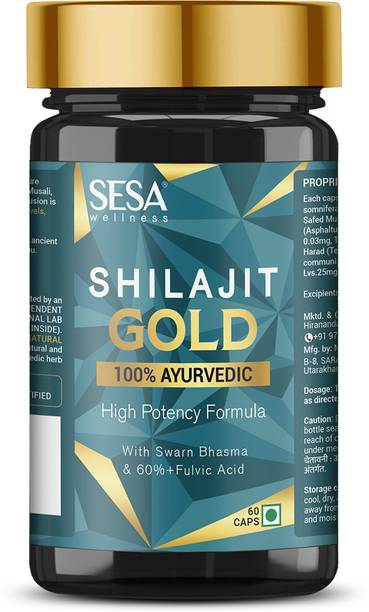SESA Ayurvedic Himalayan Shilajit Gold Capsules with Ashwagandha, Safed Musli