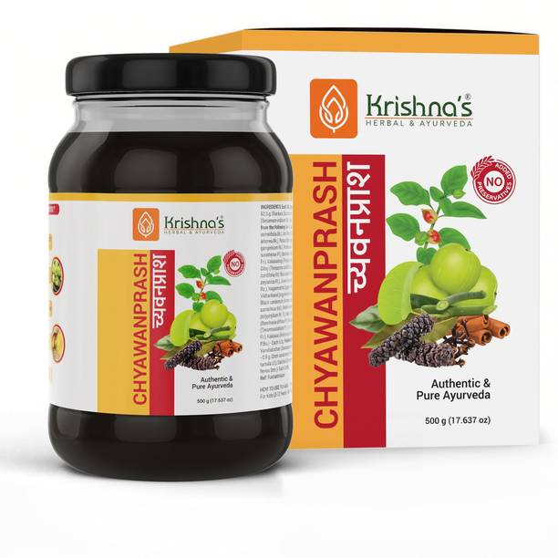 Krishna's Herbal & Ayurveda Chyawanprash Preservative Free 500g | Helps Build Stamina, Immunity & Strength
