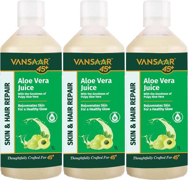 VANSAAR Aloe Vera Juice| For Glowing Skin & Healthy Hair| 100% Cold Pressed 1L