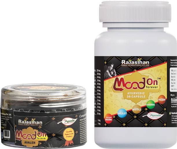 RAJASTHAN HERBALS Mood On Forever Capsules + Avaleh For Men | Combo Pack (30 Caps + 18gm Avaleh)