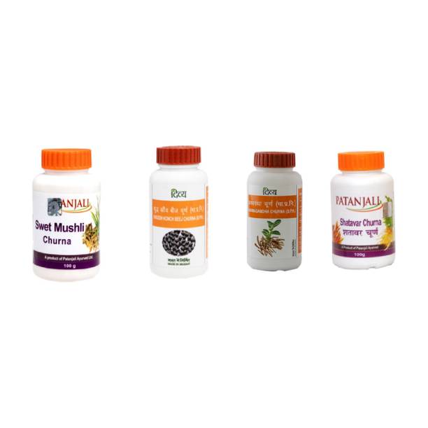 PATANJALI Combo Shatavar, Swet Mushli, Ashwagandha, Shuddh Konchbeej Churna 100g