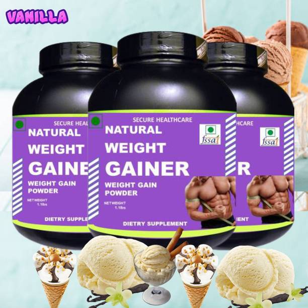 Health Ayurveda Natural Weight Gainer, Protein Supplement, Flavor Vanilla, Pack of 3