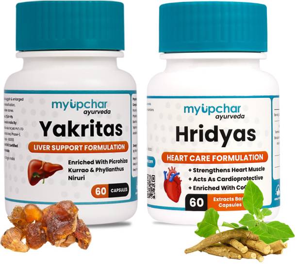 myupchar ayurveda Combo Yakritas Liver Support With Hridyas Capsule Maintain Cholesterol Level