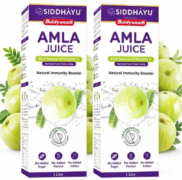 Baidyanath Amla Juice 1 L - Boosts Skin & Hair Health | Vitamin C - (Pack of 2)