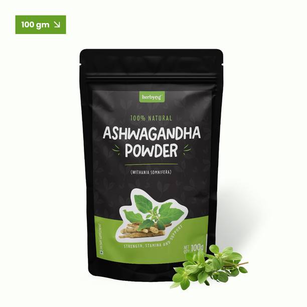 Herbyog 100% Natural Ashwagandha Root Powder, Ayurvedic Aswagandha Stress Relief (100GM)