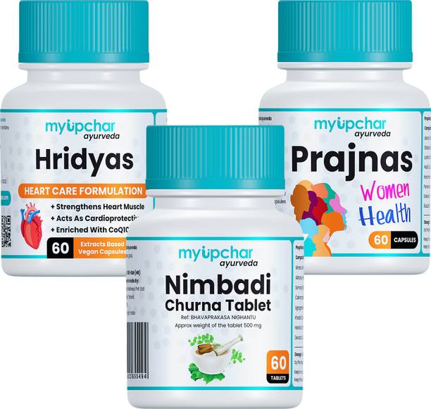 myupchar ayurveda Combo Kit Nimbadi Churna For Skin With Prajnas WH & Hridyas Heart Care Capsule