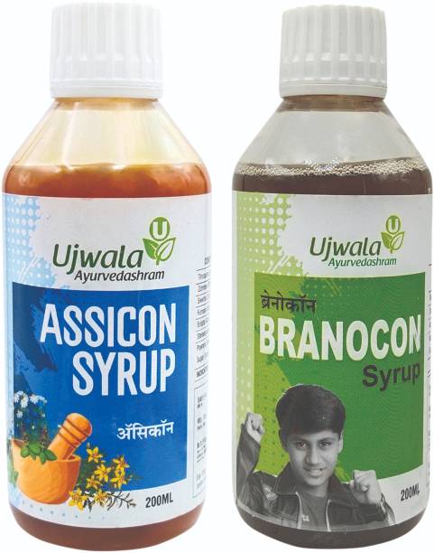 UJWALA AYURVEDASHRAM Branocon and Assicon Syrup Combi Kit for Brain Supplement, Nootropic for Brain