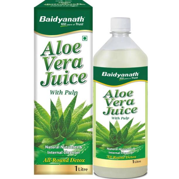 Baidyanath 99.6% Pure Aloe Vera Juice (with Pulp)- No Added Sugar | Source of Natural Nutrients, Boosts Immunity & Digestion, Rejuvenates Skin and Hair | For Complete All-Around Detox |