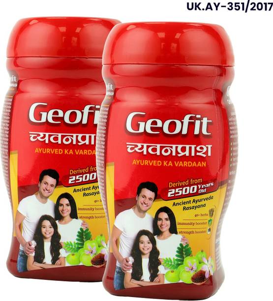 GEOFIT Chyawanprash With 40+ Ayurvedic Herbs|Boosts Immunity & Strength (500g Each)