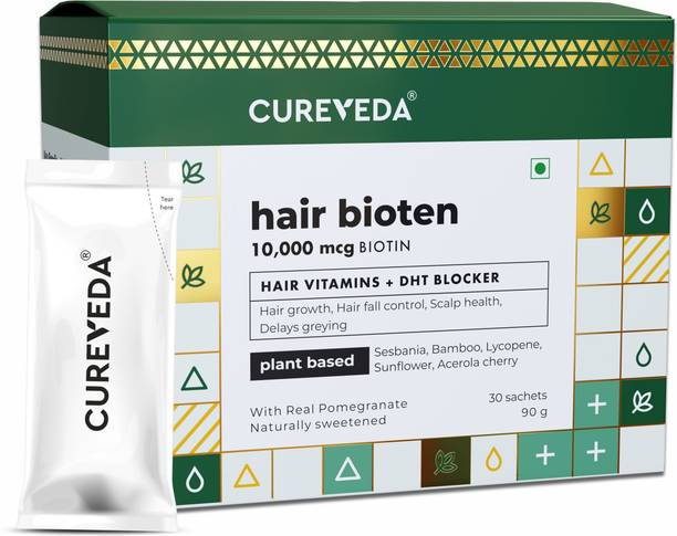Cureveda Hair Bioten Biotin Hair Supplement | 1 Month Pack | For Stronger Hair & Nails